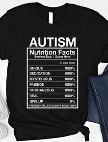 1 T-Shirt For Moms Of Autistic People, Never Walk Alone, Supporting Autism Awareness, 180g 100% Cotton - 黑色 8 - 查看 12