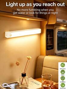 50cm/10cm/20cm/30cm USB 白色 LED 感應燈條，適用於櫥櫃、衣櫃與走道；無線感應 LED 燈條，適用於櫥櫃底照明；可充電磁吸式小夜燈 - 白 - 查看 4