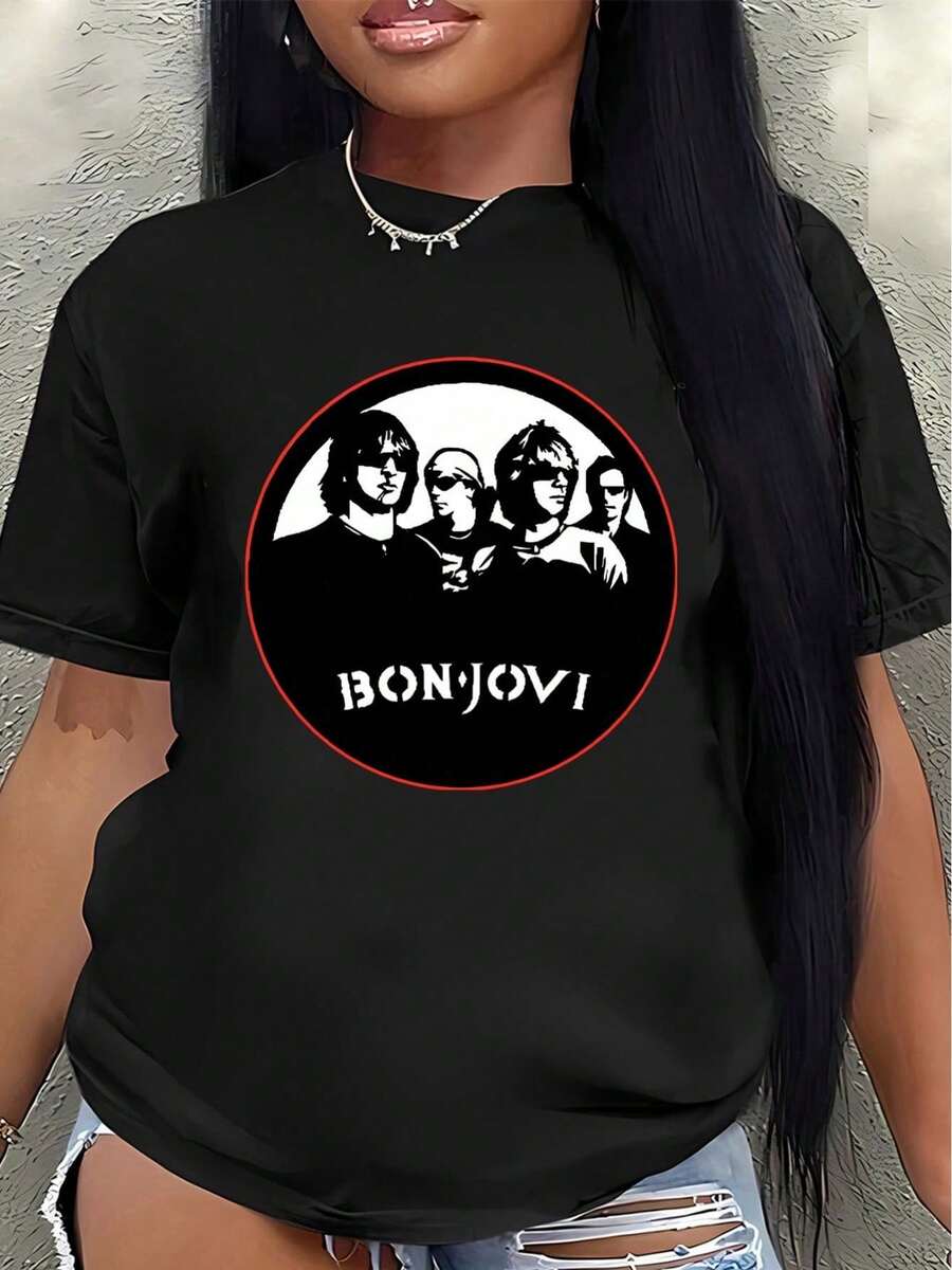 Camiseta casual de manga corta, fabricada con material resistente, que ofrece un ajuste ligero y cómodo, ideal para el hogar, la comida o actividades al aire libre, con un impresionante estampado gráfico en el fondo. - Negro - Ver 1