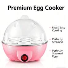 Single-Layer Egg Cooker With Round Lid And Measuring Cup. Adjust Water To Make Soft Or Hard-Boiled Eggs, Also Steams Egg Custard, Corn And Breakfast Food. Compact And Space-Saving, Ideal For Dorms, Offices And RV Use. - US A Type Plug(110-127V) - View 1
