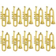10 piezas de 4,4 cm Adorno de cuerno doble de plástico mini dorado, decoración de escritorio, decoración creativa mini, accesorios de decoración de habitación y escena en miniatura para casa de muñecas - A - Ver 8