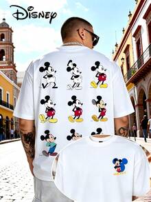Disney 100% Cotton T-Shirt Featuring A Double-Sided Print Of The Mickey Mouse Family; A Comfortable, Breathable And Versatile Summer T-Shirt With A Round Neck And Short Sleeves; A Street-Style Fashion Piece For Men; An Excellent Choice For A Gift.Disney T Shirt - trắng - Xem 1