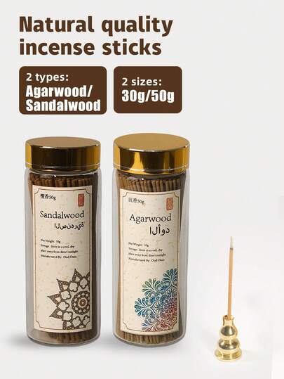 30g/50g, Pure Natural Incense Sticks, Made Of Agarwood And Sandalwood, With An Elegant And Pleasant Aroma, Smokeless And Non-Irritating, And A Rich And Long-Lasting Fragrance. It Can Be Used In Aromatherapy To Purify The Air And Soothe The Mind And Body. It Is An Ideal Choice For Gifts To Relatives And Friends, For Home Use, Indoor Use, Tea Brewing, And Gatherings.
