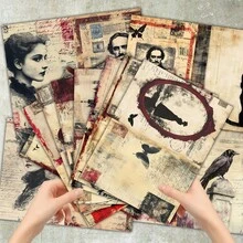 36 Blatt A5 (Europäische & Amerikanische Zeitungsmenschen Hintergrund) Scrapbooking Papier, geeignet für Bullet Journals, Collagen, Grußkarten, Scrapbooks und Basteleien - Rechteck - Übersicht 6