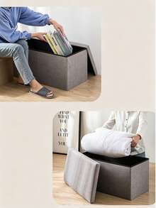 Taburete de almacenamiento plegable multifuncional, taburete de almacenamiento cuadrado, caja de almacenamiento de tela, taburete de sofá simple y práctico, caja de almacenamiento de juguetes plegable - Multicolor - Ver 3