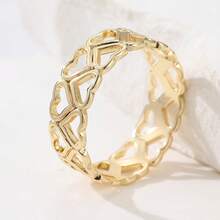 Fashionable Hollow Geometric Round Ring, Minimalist Delicate Hollow Design, Versatile Daily Wear Accessory - Gold - View 5