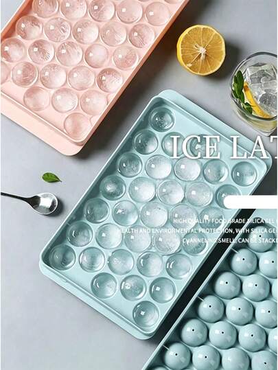 1pc 33-Cavity Silicone Tray, Small Ice Ball Mold, Whiskey Mold With Lid, Fruit Shaped Mold, Grape Handmade Soap Mold, Household Tray, Suitable For Summer Home Use, Refrigerator Freezing, Parties, Travel, Wedding, Birthday, Kitchen, Storage, Outdoor, Halloween, Christmas, Thanksgiving Supplies Ice Maker, Kitchen Accessories
