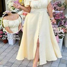 GalTyme Vestido de talla grande con textura trenzada de nudos de bambú - Rosa Pálido - Ver 4
