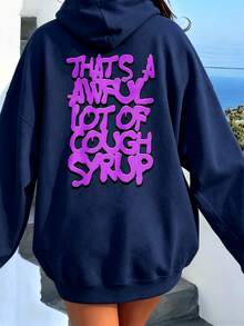 Thats A Awful Lot Of Cough Syrup Women's Fall Clothing Hoodie Casual Sports Autumn And Winter Fleece Hoodie Sweatersoft And Comfortable Christmas A Holiday Gift For Family And Friends - 藏蓝色 - 查看 3
