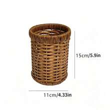 Woven Cutlery Rack, Chopstick Holder, Kitchen Countertop Storage Basket, Rattan Basket, Portable Lightweight Dining Table, Banquet Tableware Organizer Box, Kitchen Storage & Accessories, Home Essentials, Kitchen Organizers, Suitable For Cutlery, Cosmetics, Stationery, Bedroom Decor, Coastal Style Seaweed Rattan Storage Basket, Kitchen Organizer, Kitchen Accessories Storage, Organizer Rack - Multicolor - View 10
