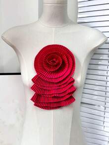 9 Color Options New Colorful 3D Pleated Fabric Exquisite Small Brooch, DIY Clothing Decor, Wedding Dress Accessory, Length: 24cm/Width: 14cm - A - View 9