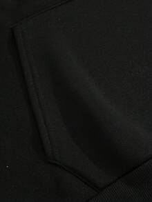 Sudadera con Capucha de Cuello Redondo Estampada a la Moda - Negro - View 4