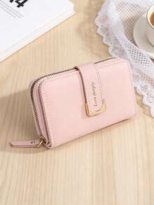 1pc New Letter Zipper Snap Wallet, Multi-Functional Zipper Wallet, Large Capacity Multi-Card Wallet, Credit Card Holder, Women's Fresh Solid Color Wallet, Coin Purse, Mini Medium Clutch, Fashion Minimalist Unisex Cute Foldable Wallet, Small Compact Wallet For Men - Multicolor - View 3