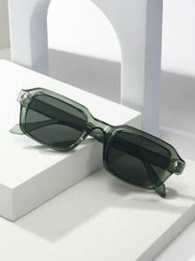 1pc Women's Small Frame High-Quality Versatile Fashion Glasses, Suitable For Daily Wear, Parties, Casual Decoration - Green Frame Green Film - View 2
