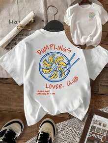 Camiseta de Mujer con Estampado de Verano de Doble Cara - Diseño de Estampado de Primavera-Verano para Amantes de los Dumplings, Ropa de Mujer, Cómoda y Práctica, Camiseta Holgada de Cuello Redondo - Blanco - Ver 6