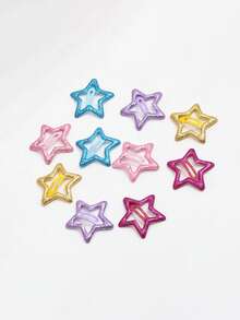 10pcs Colorful Glowing Star Hair Clips, Luminous Hair Accessories, Fluorescent Bangs Clips, Fun Hair Clips Set For Concert Support - Multicolor - View 6