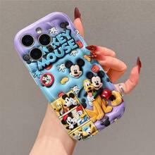 Disney Mickey Mouse Phone Case, Official Disney Character Design, Classic Plush Mickey And Friends Collage Protective Cover. Compatible With IPhone 17, 16, 15, 14, 13, 12, 11 Pro Series, Featuring Plush-Style Mickey, Pluto, And Donald Duck Against A Purple Embossed Background With Mickey Head Patterns, Perfect For Disney Fans And Mickey Lovers To Showcase Their Favorite Character, Ideal For Birthdays, Holidays, Anniversaries, Graduation Gifts, Or Any Special Occasion To Surprise Family, Friends, Classmates, And Loved Ones. - 白色 - 查看 3