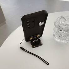 1个可爱招财熊镜面支架，DIY电镀爱心，硅胶挂绳，阶梯式手机壳【国际版，非国内版】适用于安卓系列 SX S26 Ultra/S25/S24/S23/S22/S21/S20/A57/A37/A27/A17..RYX5C/X5B/X6C/X7C/X8C/A9C VIVO Y04/V50/V29E/Y19S/Y39/CY Transmission MtS透明防震保护套 - 黑 - 查看 2