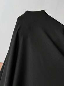 Vestido evasé de unicolor marrón café con cuello cuadrado elegante para mujer, primavera/verano - Negro - Ver 10