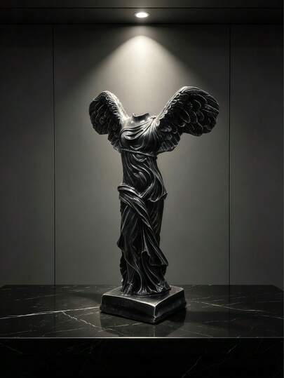 1pc Headless Winged Goddess Statue, Black Samothrace Sculpture, Ancient Greek Mythology Art Replica, Minimalist Home Decor, Luxury Living Room Centerpiece, Bookshelf Display, Modern Office Decoration, Aesthetic Desk Accessory, Elegant Housewarming Gift