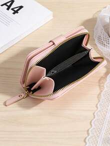 1pc New Letter Zipper Snap Wallet, Multi-Functional Zipper Wallet, Large Capacity Multi-Card Wallet, Credit Card Holder, Women's Fresh Solid Color Wallet, Coin Purse, Mini Medium Clutch, Fashion Minimalist Unisex Cute Foldable Wallet, Small Compact Wallet For Men - Multicolor - View 5