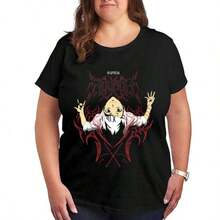 Camiseta de Arte Abstracto de , Talla Grande, Cuello Redondo Clásico, Esenciales de Verano, Camiseta Diaria de Mezcla de Algodón Transpirable - Negro - Ver 12