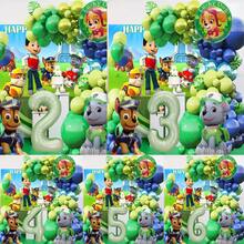 Green Paw Print Style Foil Number Balloons, Including Light Green, Green And Blue, Suitable For Birthday Party Decoration, Happy Birthday Balloon Set, Ideal For Adult Birthday Party Wall Decoration Balloon Set - View 1