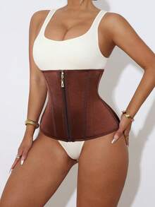 1pc Women's Sports Waist Trainer, Fitness Training Dance Yoga Running Waist Belt, Abdominal Control Band, Minimalist Everyday Shaping Belt - Bronze - View 2