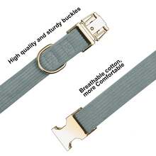 Corduroy Dog Collar With Dog Bow Tie, Soft Quick Release Basic Dog Collars For Small Medium Dogs, Large Dogs, Adjustable Dog Collar - Grey - View 3