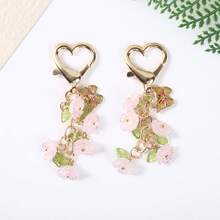 1 Móc khóa hình hoa và bướm màu hồng dễ thương, móc cài hình trái tim, phụ kiện túi xách. - Nhiều màu - Xem 2
