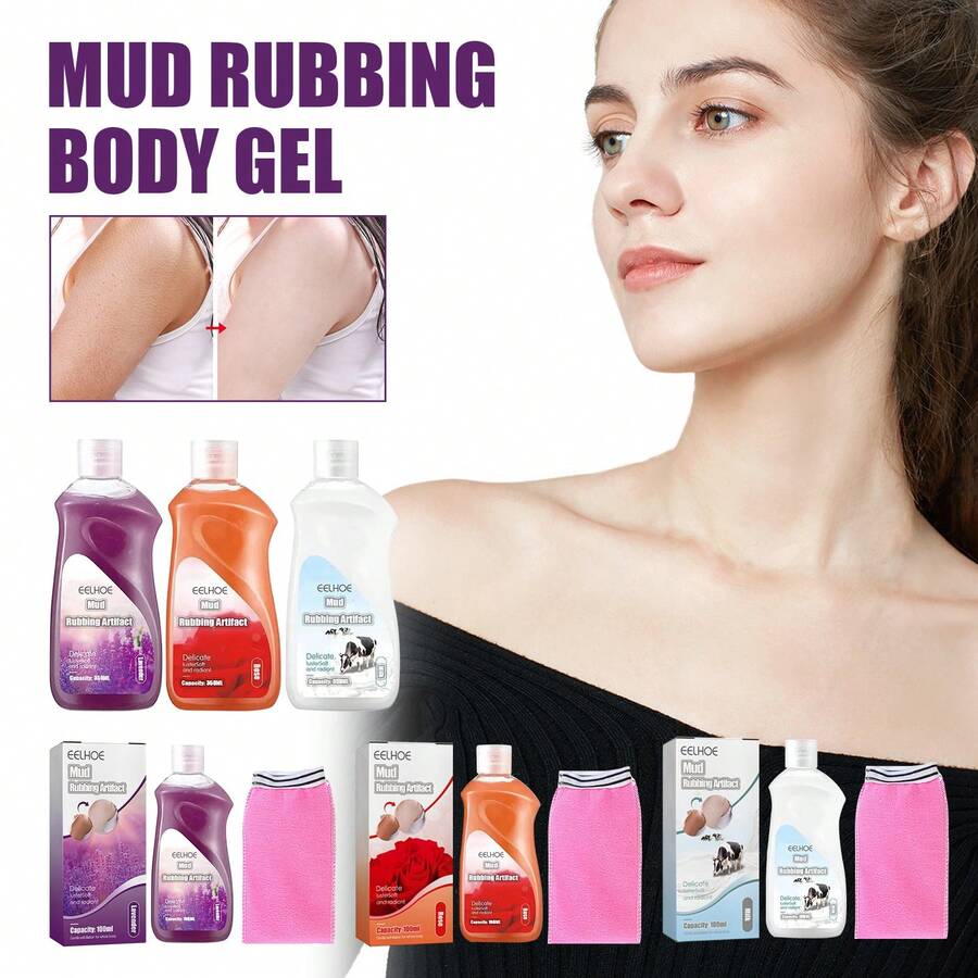 Gel Exfoliante Corporal - Lavanda, Suaviza y Limpia la Piel, para Acné en la Espalda, Elimina Células Muertas, Mejora la Piel Opaca, Toalla Exfoliante