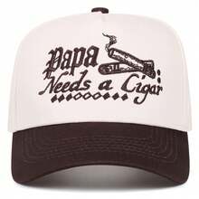 Mũ lưỡi trai thêu chữ "Papa Needs A Cigar", kiểu dáng đường phố, vành cong hai tông màu, dành cho bố. - A - Xem 10