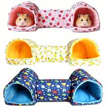 Hamster Tunnel Bed Cave, Warm & Breathable Hideaway, Small Animal Tunnel Hiding Toy Suitable For Mice And Sugar Gliders - Multicolor - View 1