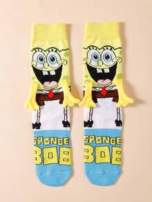 SpongeBob SquarePants 1/2 Đôi tất nam châm dài đến bắp chân hiệu SquarePants, mẫu mới mùa xuân/thu, họa tiết hoạt hình dễ thương, thiết kế độc đáo, dành cho cặp đôi/bạn thân, sản xuất tại Nhật Bản và Hàn Quốc. - Nhiều màu - Xem 12
