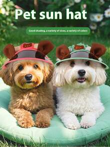 1 pieza Sombrero de sol para mascotas, sombrero con forma de oreja de gato que expone las orejas, sombrero transpirable para conejos y perros Teddy para usar como visera protectora solar - Multicolor - Ver 5