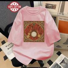 Camiseta de manga corta para mujer, estilo transfronterizo, novedad de verano 2025, corte holgado, top único y elegante. - Blanco - Ver 7
