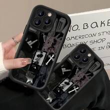 Collage grunge de estética oscura y anime gótico.funda de teléfono Fundas compatibles con ,Apple,VIVO,OPPO,,, y Honor.Fabricadas en silicona TPU,ofrecen protección contra golpes y caídas.regalos para mamá - Negro - Ver 4