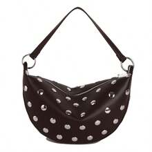 BAILEE Stylish, Solid-Colored PU Women's Handbag With All-Over Studs And A Saddle-Style Design. Perfect For Outfits And As A Gift. - Multicolor - View 18