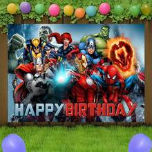 1pcs A Vengers S Uperhero Theme Backdrop, Iron Man C Aptain America S Piderman Party Decorations For Photo Booth, Avengers Alliance Photography Background, Cake Table Decor, Outdoor Indoor Celebration Wall Banner, Backyard Party Photo Prop Supplies, School Event Poster Decor, Bedroom Wall Hanging Art - 多色-A - 查看 6