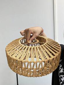 1 chao đèn treo bằng mây kiểu Bohemian, chao đèn tròn đan tay bằng dây thừng, đèn trần trang trí phòng ăn/phòng khách/nhà cho thuê theo phong cách mộc mạc, chao đèn chủ đề tiệc tùng - Hình bán nguyệt - Xem 6