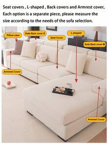 1 tấm bọc ghế sofa co giãn màu kem, bộ sản phẩm đa năng, bọc ghế sofa đa năng dùng được cả bốn mùa, chống trầy xước do mèo, phù hợp để bảo vệ ghế sofa phòng khách hình chữ L và ghế sofa 1, 2, 3, 4 chỗ ngồi. - Sọc - Màu be - Xem 8
