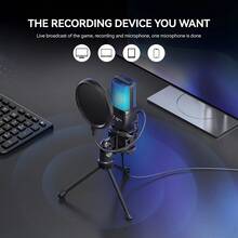 Micrófono de juego capacitivo RGB USB con conector USB-C Plug And Play, apto para computadora, portátil, teléfono, grabación, transmisión en vivo, podcast, diseño de paleta - Ver 6