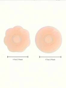 12片装可重复使用硅胶提拉胸贴，隐形乳贴，女性适用 - 杏色 - 查看 4