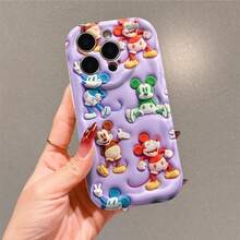 Disney Mickey Mouse Phone Case, Official Disney Mickey Mouse Character Design, Colorful Mickey Collage On Purple Background Protective Cover. Compatible With IPhone 17, 16, 15, 14, 13, 12, 11 Pro Series, Featuring Plush-Style Mickey Figures In Different Colors Against An Embossed Purple Background, Perfect For Disney Fans And Mickey Lovers To Showcase Their Favorite Character, Ideal For Birthdays, Holidays, Anniversaries, Graduation Gifts, Or Any Special Occasion To Surprise Family, Friends, Classmates, And Loved Ones. - trắng - Xem 2