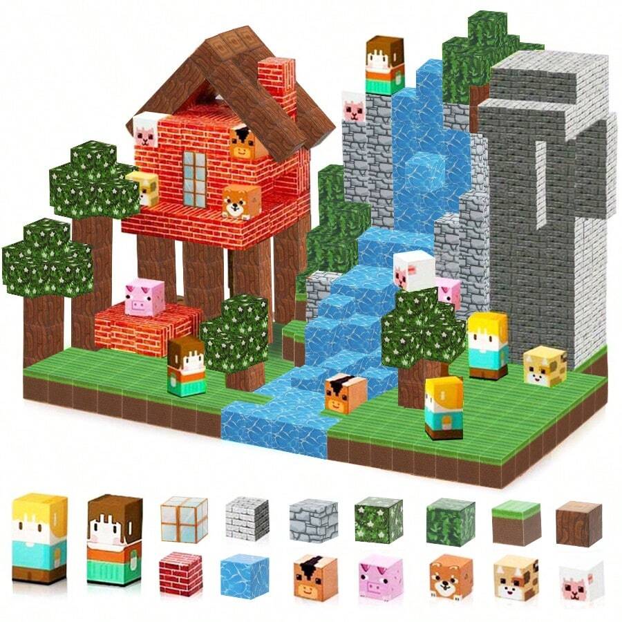 326pcs Animal Forest Magnetic Stacking Tiles, Magnetic Puzzle, Magnetic Building Blocks, Magnetic Construction Blocks, Cubic Construction Toy, STEM Toy, Creative 3D Construction Set, Montessori DIY Puzzle Cubic Building Toy, Creative Stacking Toy (Some Colors Random)