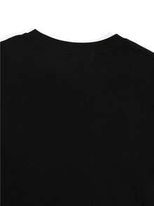 Plus Size Women's Casual Printed Short-Sleeved T-Shirt, Ideal For Halloween, Thanksgiving, And Christmas Parties. Lightweight And Loose-Fitting, Perfect For Summer, Fall, And Winter. Ships From Local Warehouses. - 黑色 - 查看 3