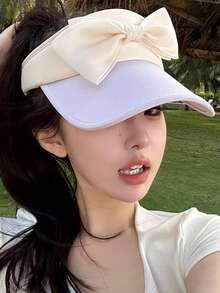 2026 New Arrival Sweet Cute Double-Layer Bowknot Breathable Mesh Sun Hat, Versatile Outdoor Travel Accessory,Beach,Festival - Multicolor - View 1