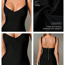 Sexy Solid Color Knit Spaghetti Strap Sleeveless Mini Dress, Bodycon Party Holiday Dress For Women Tummy Control Dress Shapewear Dress Bandage Dress For Women White Dress - Rosa Fucsia - Ver 4