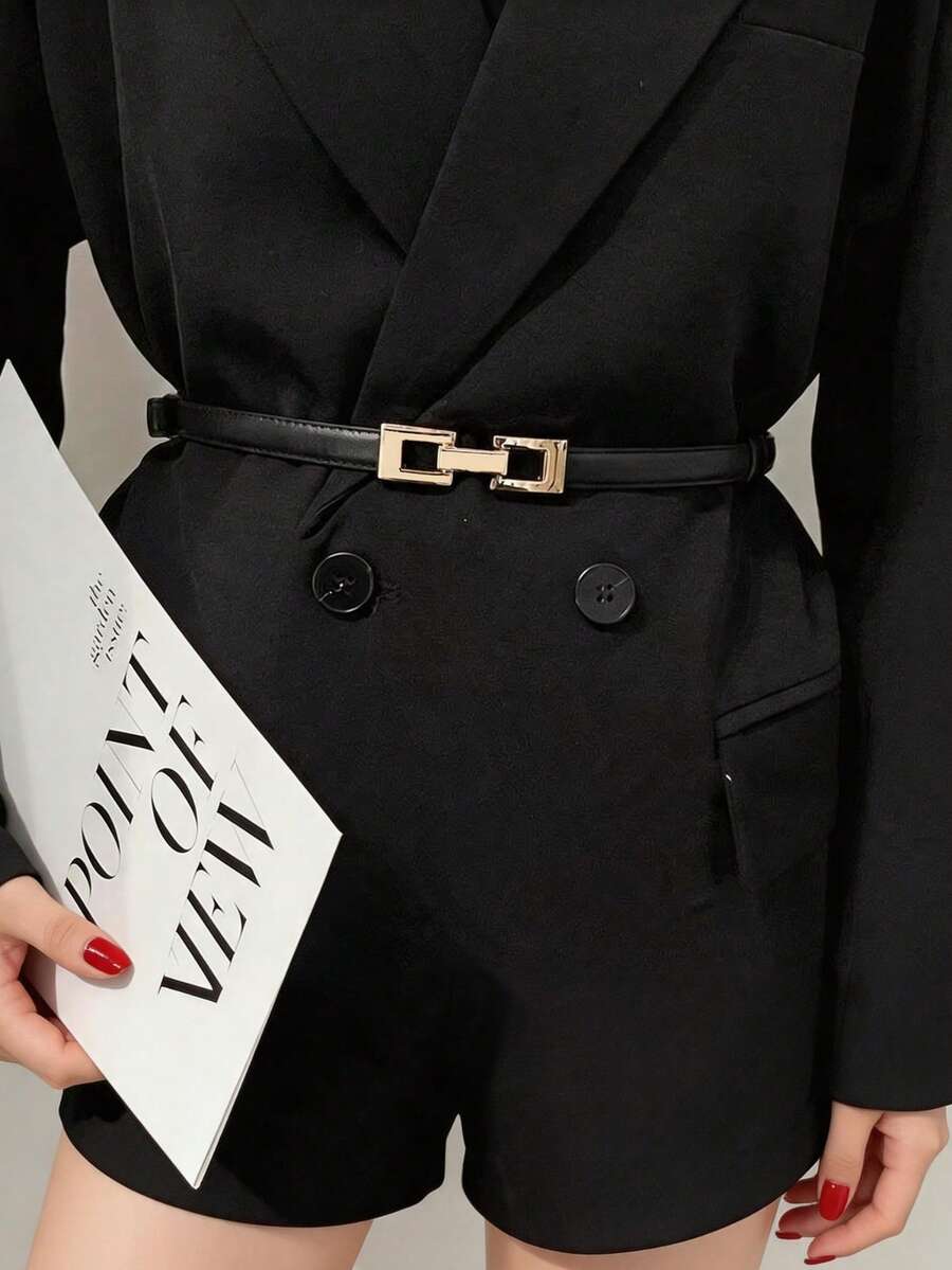 Cinturón elástico ajustable para mujer, adecuado para faldas, suéteres, abrigos, cinturón decorativo de estilo coreano - Marrón - Ver 1