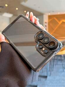 高清透明相機鏡頭保護壓克力防摔手機殼，適用 S26Ultra Galaxy S26Plus S25Ultra S24Ultra S23Ultra S22Ultra S25 S24 Plus A57 A56 A55，極簡透明防震電鍍按鈕保護緩衝殼 - 透黑 - 查看 5